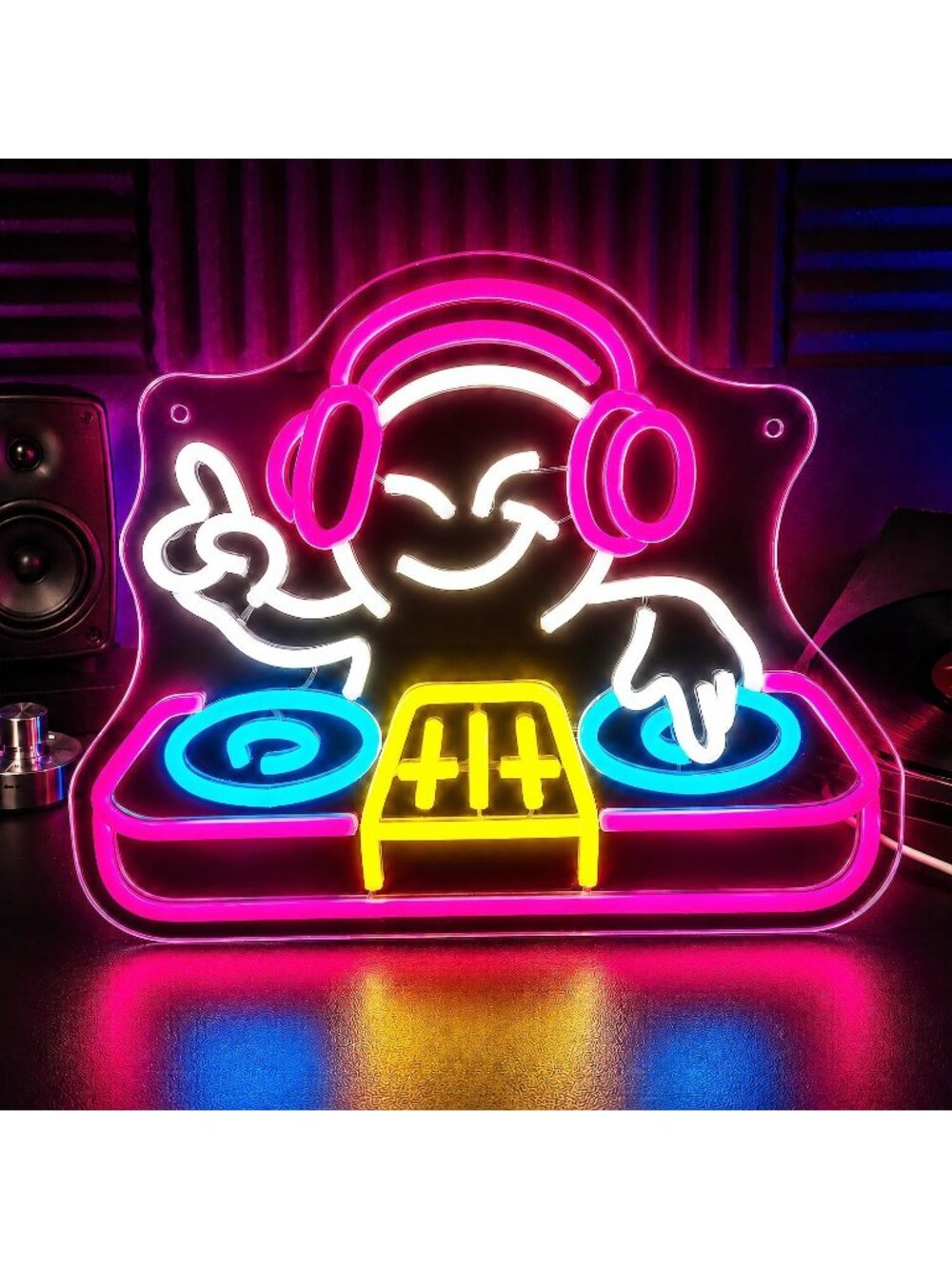 DJ Playing Music Neon Sign Acrylic Dimmable USB Powered Headphone LED Neon Light
